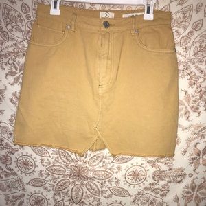 cotton on denim yellow a-line skirt